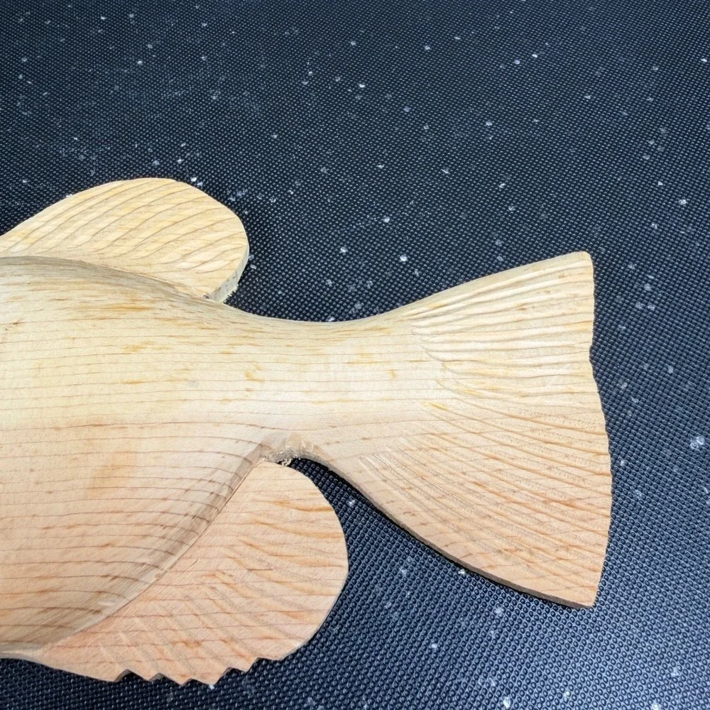 Vintage 1993 Thorsen Hand Carved Wood Fish Sculpture Folk Art Cabin Decor 8 inch